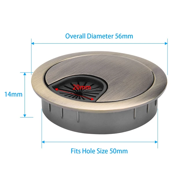 Alt view image 2 of 7 - Desk Grommet, 2 Inch Metal Desk Cable Grommet, Bronze, 2 Pack | Metal Desk Hole Grommet Cover For Cable Management. Wire Pass Through Design For Office Desks, Tables And Workstations.