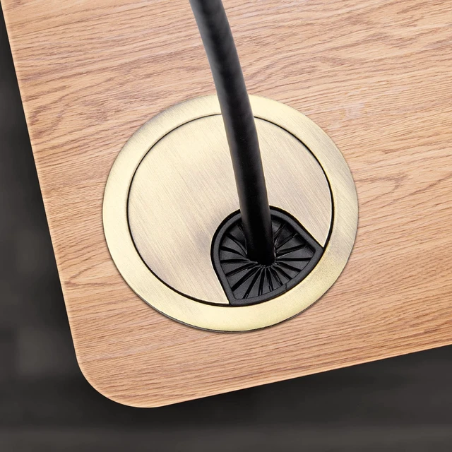 Alt view image 6 of 7 - Desk Grommet, 2 Inch Metal Desk Cable Grommet, Bronze, 2 Pack | Metal Desk Hole Grommet Cover For Cable Management. Wire Pass Through Design For Office Desks, Tables And Workstations.
