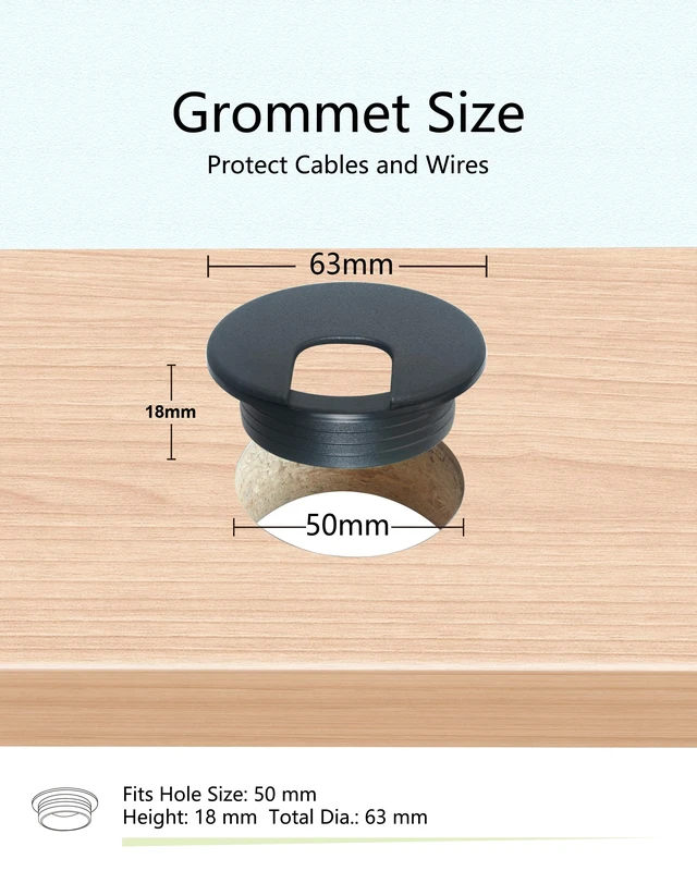 Alt view image 3 of 7 - 6 Pack Desk Grommet 2 Inch (50 mm) Bi-Metal Hole Saw Kit | with Cord Wrap Coiled Tube Management,2 m Cable Sleeve Organizer with Table Hole Cover