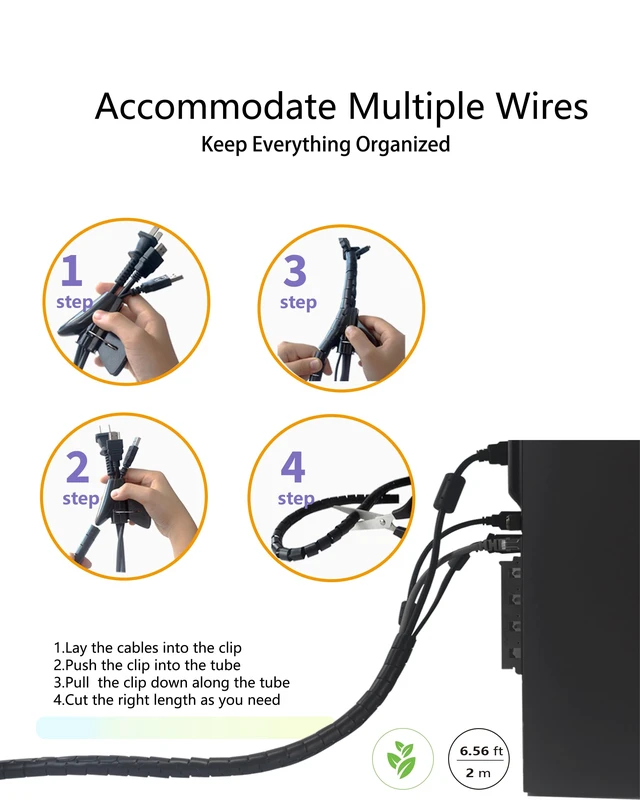 Alt view image 7 of 7 - 6 Pack Desk Grommet 2 Inch (50 mm) Bi-Metal Hole Saw Kit | with Cord Wrap Coiled Tube Management,2 m Cable Sleeve Organizer with Table Hole Cover