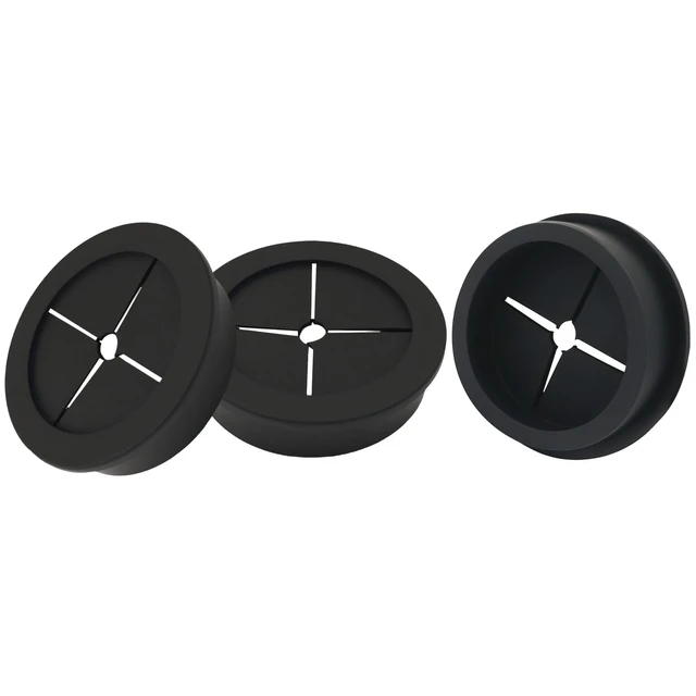 Alt view image 2 of 5 - 4 Pcs 1-3/4 Inch (45mm) Cable Grommet, Black | Flexible Rubber, Wire Hole Cover Pass Through, For Office Computer Desk, Cabinet & Furniture, Wire Organizer