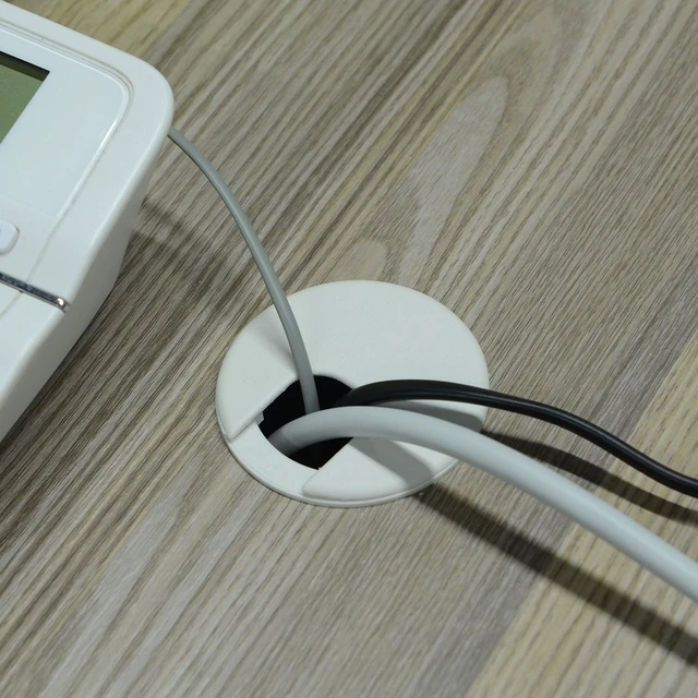 Alt view image 5 of 5 - 2" White Desk Grommet 2 inch for Desk Wire Pass Through, Drywall Cord Grommet 2 inch as Desk Cable Hole Cover (5 Pack)