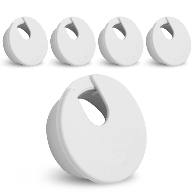 Alt view image 6 of 7 - 1-3/8 Inch Desk Grommet, White Cable Hole Cover, 5pcs | Plastic, for Wire Cord Organizing, Office Computer Desk