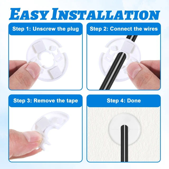 Alt view image 5 of 7 - 4 Pcs Wall Grommets for Cables, Diameter 1.57 Inch White Wall Cable Pass Through Portable Plastic Cable Pass Through Grommet Cover Snap on Walls Bushing Cover for Furniture Wire Hole