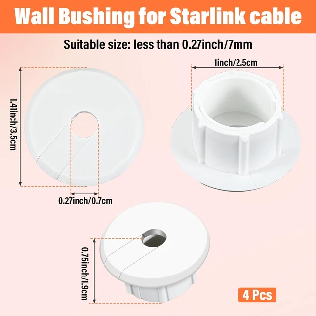 Alt view image 2 of 7 - 4 Pack White Wall Grommet, Compatible Cable Hole Cover, 1 inch Wall Cable Pass Through Kit, Plastic Grommets for Ethernet Walls Plug, Hole Covers for Cords