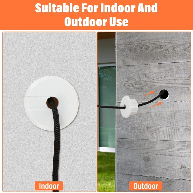 Alt view image 6 of 7 - 4 Pack White Wall Grommet, Compatible Cable Hole Cover, 1 inch Wall Cable Pass Through Kit, Plastic Grommets for Ethernet Walls Plug, Hole Covers for Cords