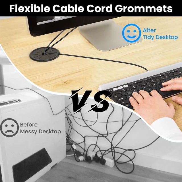 Alt view image 4 of 7 - 5PCS 1-1/2 Inch(37.5mm) Cable Grommets Petal-Shaped | Buckle Type Wire Hole Cover for Cord Management and Protection of Cabinet