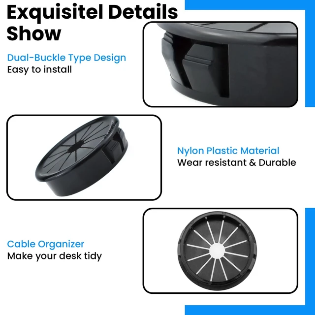 Alt view image 5 of 7 - 5PCS 1-1/2 Inch(37.5mm) Cable Grommets Petal-Shaped | Buckle Type Wire Hole Cover for Cord Management and Protection of Cabinet
