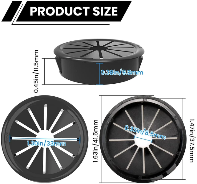 Alt view image 2 of 7 - 5PCS 1-1/2 Inch(37.5mm) Cable Grommets Petal-Shaped | Buckle Type Wire Hole Cover for Cord Management and Protection of Cabinet