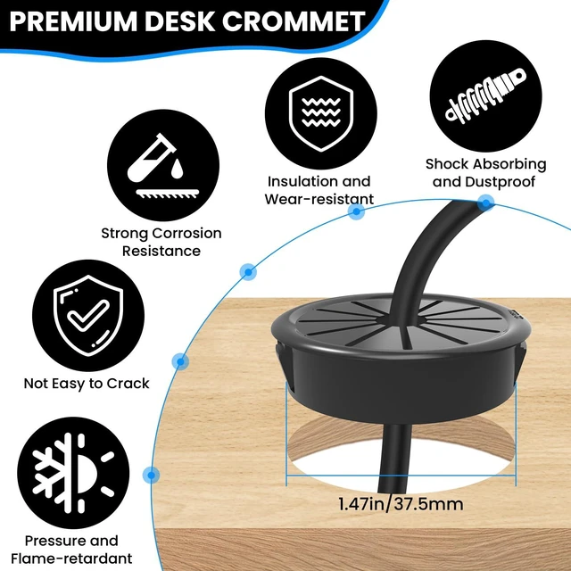 Alt view image 3 of 7 - 5PCS 1-1/2 Inch(37.5mm) Cable Grommets Petal-Shaped | Buckle Type Wire Hole Cover for Cord Management and Protection of Cabinet