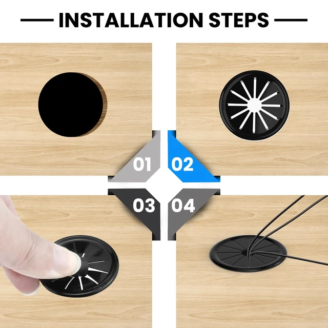 Alt view image 6 of 7 - 5PCS 1-1/2 Inch(37.5mm) Cable Grommets Petal-Shaped | Buckle Type Wire Hole Cover for Cord Management and Protection of Cabinet