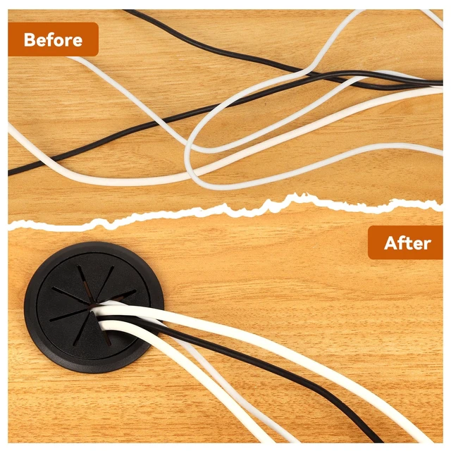 Alt view image 4 of 7 - 8 Pcs Black Desk Grommet, 2 Inch Desk Hole Cover for Cables, Grommet Cover with Hole Saw for Table Cables Wire Home Office