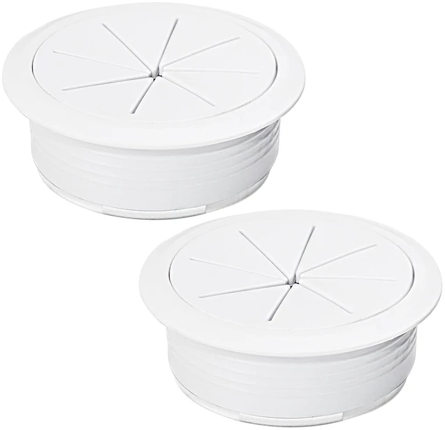 Main image of 2 Pcs Desk Grommet 2" / 50 mm, Desk Hole Cover for Cables | Cable Grommet ABS Plastic, Desk Hole Grommet for Home & Office Pc, Detachable Cable Cord Organizer, White