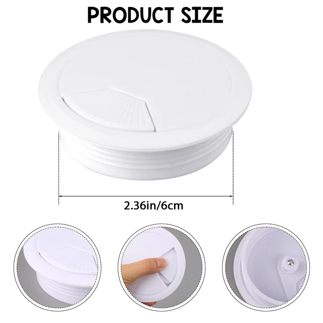 Alt view image 2 of 7 - 2PCS Cable Grommets 60mm 2-3/8 Inch White Desk Hole Grommet Cord Cable Table Grommet Desk Wire Hole Plug Cover for Cables and Cords Management