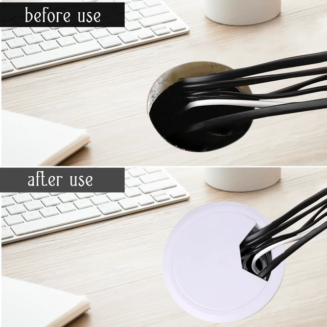 Alt view image 5 of 7 - 2PCS Cable Grommets 60mm 2-3/8 Inch White Desk Hole Grommet Cord Cable Table Grommet Desk Wire Hole Plug Cover for Cables and Cords Management