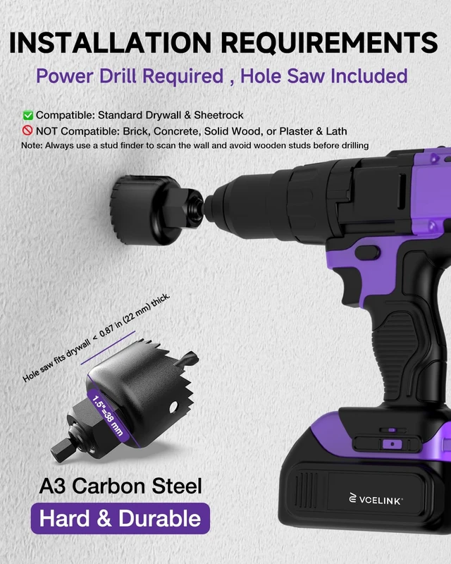 Alt view image 3 of 7 - in-Wall Cable Management Kit, Fits 4 Low-Voltage Cables, 4-Pack | 2.36" Mini White TV Cord Hider | Push Type | Hides TV Wires | 4-Pack Grommets & 1 Hole Saw Drill Bit