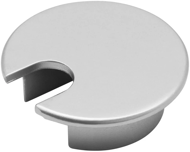 Main image of 1-Pack 35mm (1-3/8") Desk Grommet, Chrome | Cable Grommet Organizer, Detachable Cover, Alloy Metal