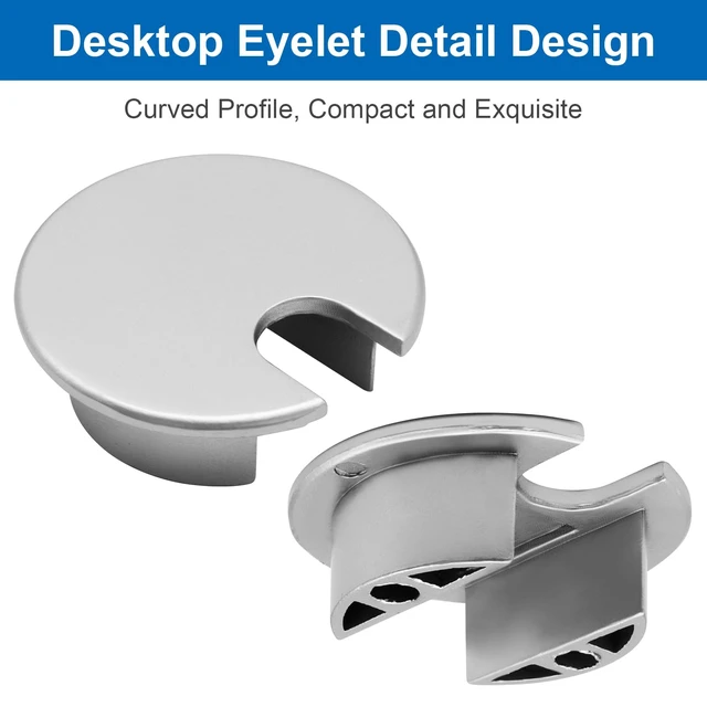 Alt view image 4 of 5 - 1-Pack 35mm (1-3/8") Desk Grommet, Chrome | Cable Grommet Organizer, Detachable Cover, Alloy Metal