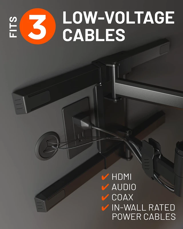 Alt view image 3 of 7 - Wall Cable Hiders for Cable Management - 2.25" Mini Cord Hider Conceals 3 Low Voltage Cables Behind Wall - Perfect for Speakers, Mounted TVs, Desks & More - Black 4-Pack