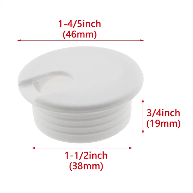 Alt view image 2 of 5 - 2PCS 1-1/2inch / 38mm Desk Grommet Wire Cord Cable Grommets Hole Cover for Office PC Desk Cable Cord Organizer Plastic Cover, White