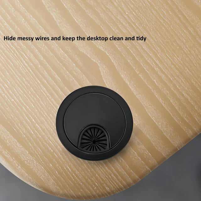 Alt view image 6 of 6 - 3 Pcs Satin Nickel Metal Cable Grommet, Zinc Alloy Desk Table Grommet Cable Cord Hole Cover for Home and Office, Fits 2inchs Hole 50MM Black