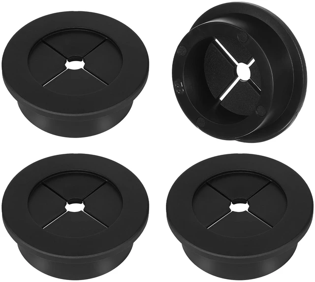 Main image of 4PCS Cable Cord Grommet, 1-1/4 Inch (32mm) Black Desk Grommets Flexible Silicone Cable Cord Grommet Wire Hole Cover Pass Through Desk Grommets for Table and Other Furnitures Hole Cover