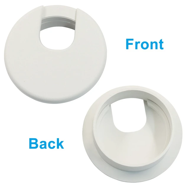Alt view image 5 of 5 - 2 Pcs Desk Grommet, 2 Inch Cable Organizer, Snap-On Cover, White | Rotating Collar For 360-Degree Cord Access, Press-Fit No Tools, Flush Profile, Conceals Cables Reduces Clutter