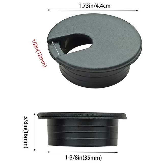 Alt view image 4 of 7 - 6pcs Desk Grommet 1-3/8 inch Plastic Wire Cord Cable Grommets Hole Cover | for Office PC Desk Cable Cord Organizer ( Black)