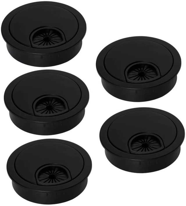 Main image of 5 Pcs Plastic Desk Cable Grommet 2-1/2" Durable Desk Hole Cover for Wire Management, Desks Cord Grommet for Workstations, Tables, Countertops 60mm Hole Cover for Home & Office Use - (Z-Black)