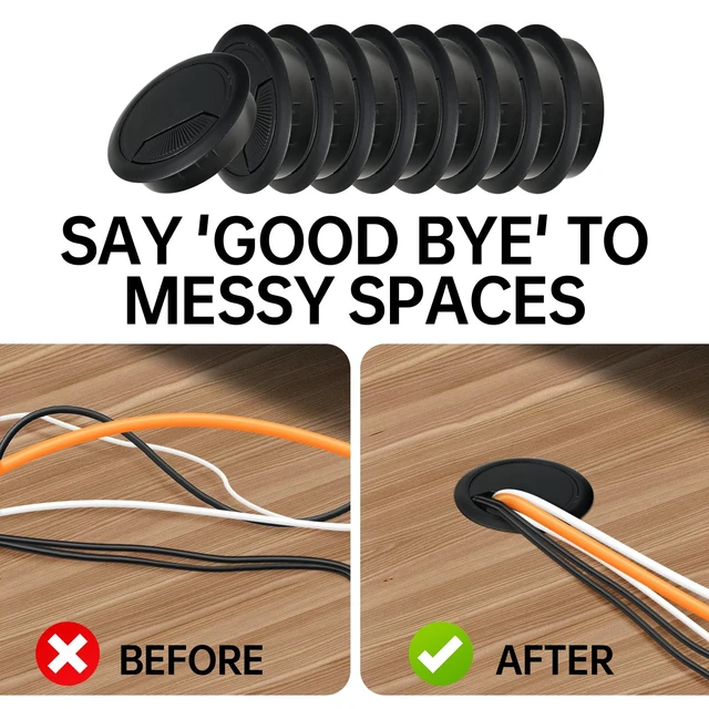 Alt view image 4 of 7 - 12 Pcs Desk Grommet 2 inch(50mm), Desk Hole Grommet, Cable Grommet, Desk Hole Cover, Desk Cord Hole Cover, Desk Cable Hole Cover with Hole Saw, Desk Wire Hole Insert, Furniture Hole Cover(Black)