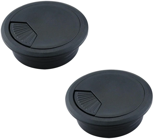 Main image of 2 Pack 2 Inch Desk Grommet, Black Sturdy ABS Plastic Table Cable Hole Cover, Detachable Wire Cord Grommet for Home Office Desk Cable Management
