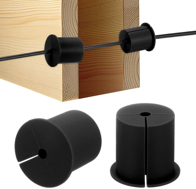 Main image of 2pcs Cable Routing Kit for 1-3/8" Wall Hole 38mm Length Black | Silicone Feed Through Wall Grommet Cover Bushing for Ethernet Cable