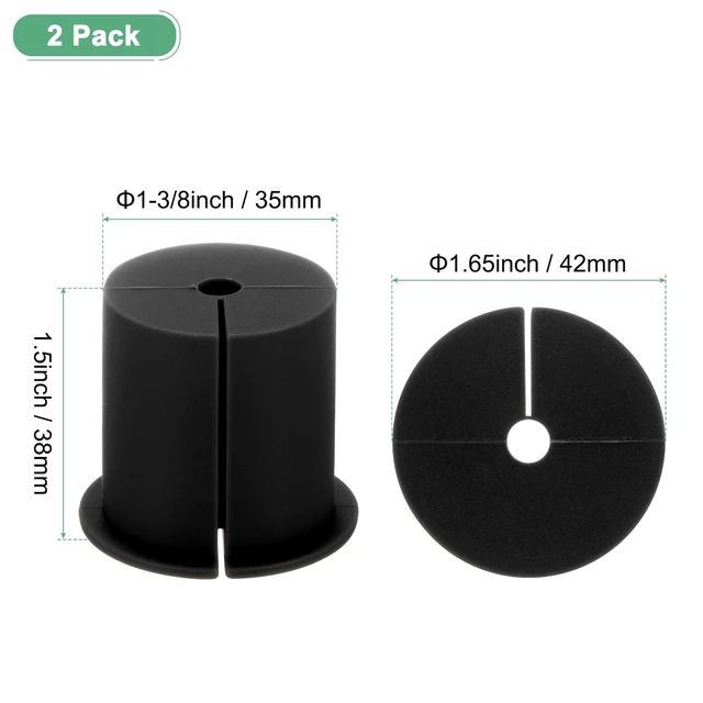 Alt view image 3 of 7 - 2pcs Cable Routing Kit for 1-3/8" Wall Hole 38mm Length Black | Silicone Feed Through Wall Grommet Cover Bushing for Ethernet Cable