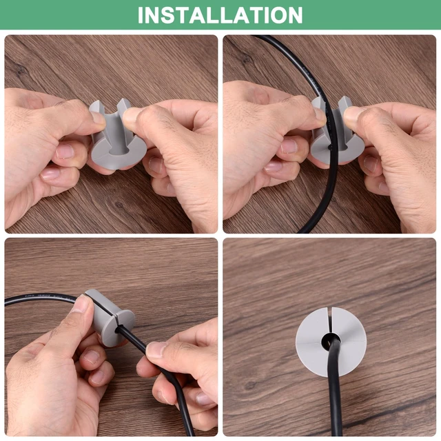 Alt view image 5 of 7 - 2pcs Cable Routing Kit for 1-3/8" Wall Hole 38mm Length Black | Silicone Feed Through Wall Grommet Cover Bushing for Ethernet Cable