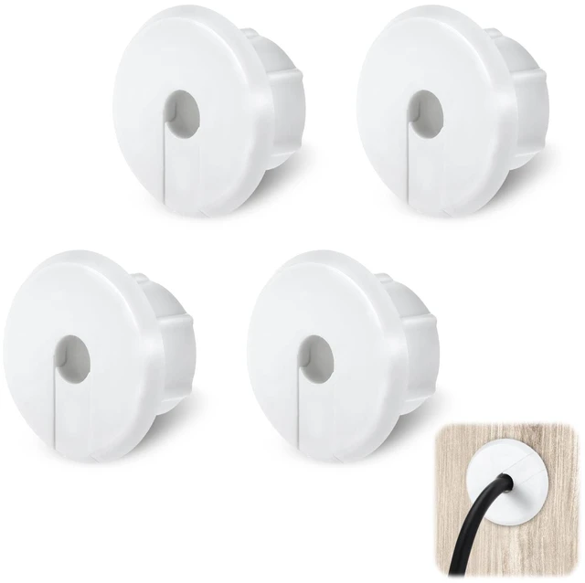 Main image of 4Pcs Wall Cable Pass Through Grommet, 1'' Plastic Feed Through Bushing, Compatible Wall Hole Routing Kit, Cords Hole Covers Bushing for Cables Wires Furniture (White)