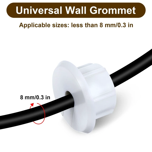 Alt view image 3 of 7 - 4Pcs Wall Cable Pass Through Grommet, 1'' Plastic Feed Through Bushing, Compatible Wall Hole Routing Kit, Cords Hole Covers Bushing for Cables Wires Furniture (White)