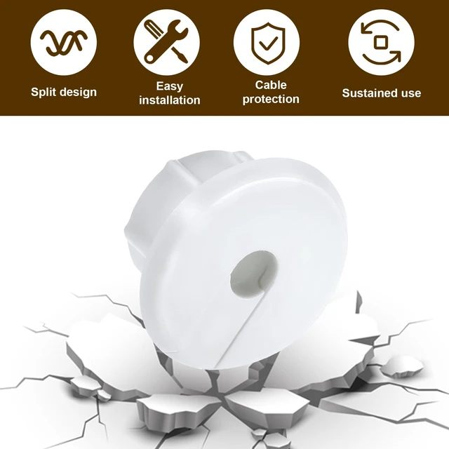 Alt view image 5 of 7 - 4Pcs Wall Cable Pass Through Grommet, 1'' Plastic Feed Through Bushing, Compatible Wall Hole Routing Kit, Cords Hole Covers Bushing for Cables Wires Furniture (White)