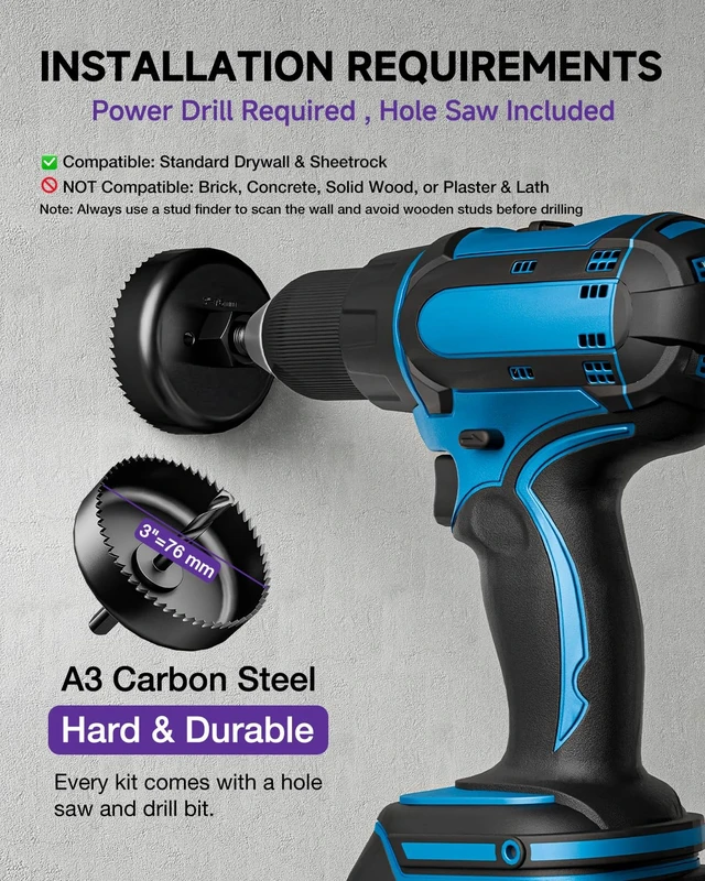 Alt view image 2 of 7 - 3.79" Cord Hider for Low Voltage Cables, White, 2-Pack | 3.79" Cable Management | Hole Saw Drill Attachment | Mounting Brackets | Hide TV Cords |Large Capacity