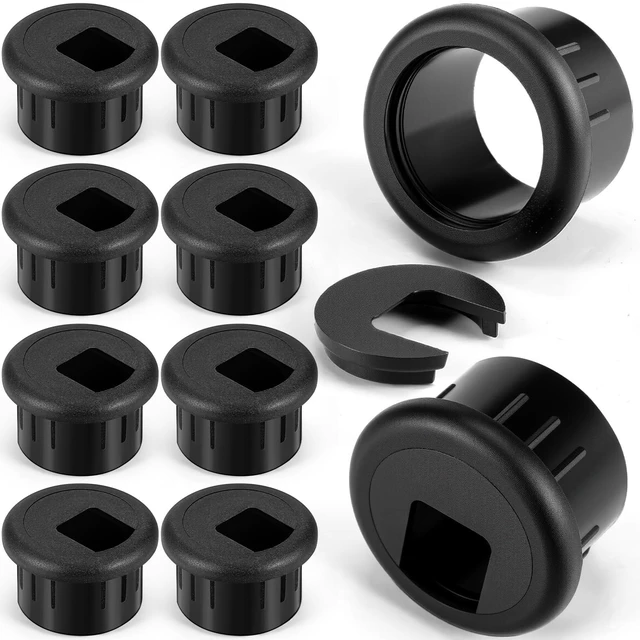Main image of 10 Packs Desk Grommet Cable Hole Cover Plastic, 1 Inch, Black | Wire Organizer for Cord Management, Desktop Grommet for Office Table, Home Cable Organizer, PC Computer Workstation Setup