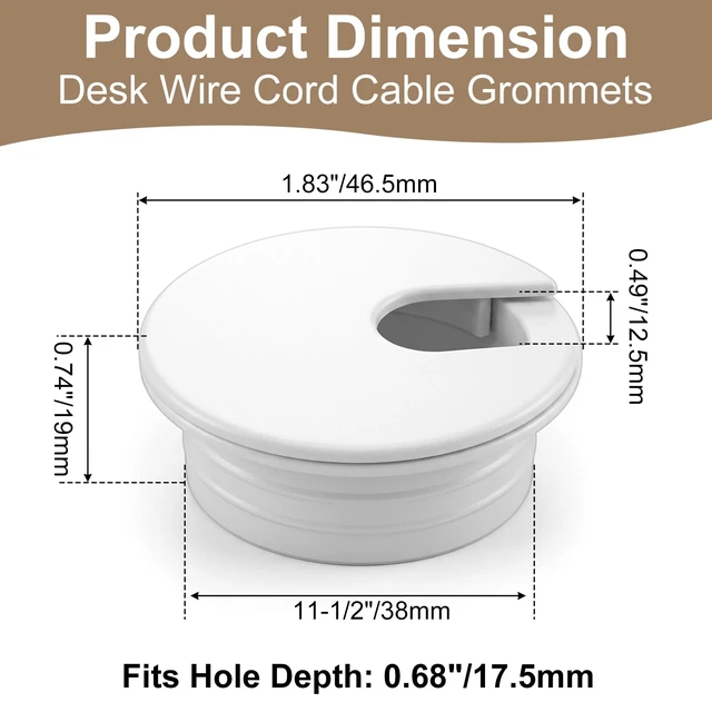 Alt view image 2 of 7 - 6Pcs 1.5 Inch Desk Grommet, Plastic Cable Hole Cover for Wire | hole cover countertop ,Management on Computer Tables Office Workstations
