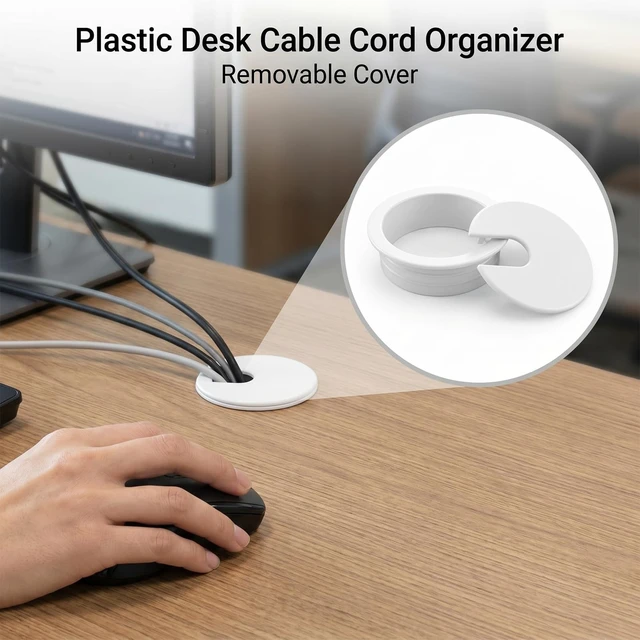 Alt view image 4 of 7 - 6Pcs 1.5 Inch Desk Grommet, Plastic Cable Hole Cover for Wire | hole cover countertop ,Management on Computer Tables Office Workstations