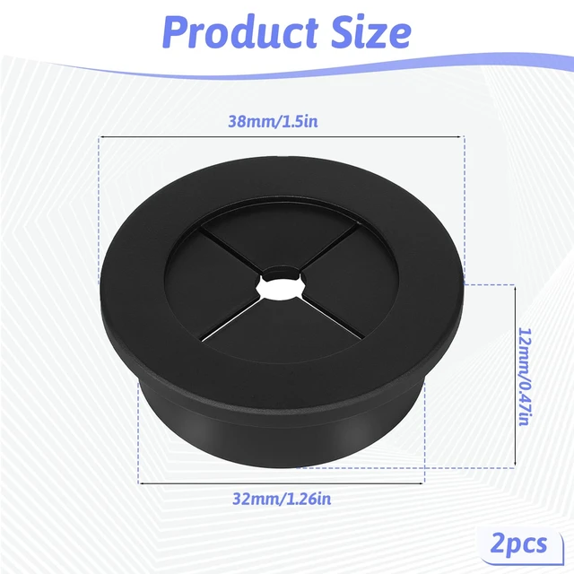 Alt view image 2 of 7 - 2PCS Cable Cord Grommet, 1-1/4 Inch (32mm) Black Desk Grommets Flexible Silicone Grommet Hole Cover, Wire Hole Cover Pass Through Desk Grommets for Table and Other Furnitures, Black