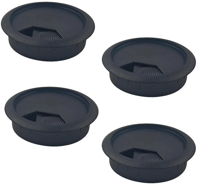 Main image of 4PCS 2 Inch Desk Cable Grommet, Black Wire Management Hole Cover, Plastic Cord Organizer for Computer Desk, Office Table, TV Stand