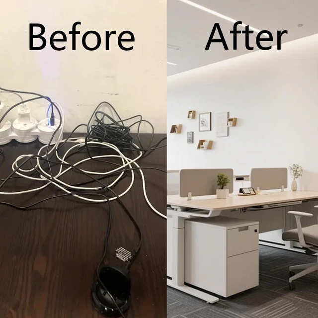 Alt view image 5 of 7 - 4PCS 2 Inch Desk Cable Grommet, Black Wire Management Hole Cover, Plastic Cord Organizer for Computer Desk, Office Table, TV Stand