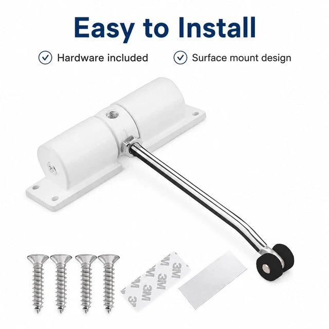 Alt view image 3 of 7 - Automatic Door Closer, 30 kg Zinc Alloy Safety Spring Door Closer