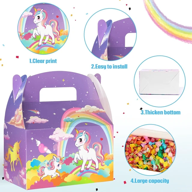 Alt view image 3 of 7 - 12 Pcs Unicorn Party Favor Boxes for Unicorn Birthday Decorations | Unicorn Goodies Gift BoxesPastel Rainbow Theme Candy Bags for Kids Girls BirthdaySturdy and Easy to Assemble