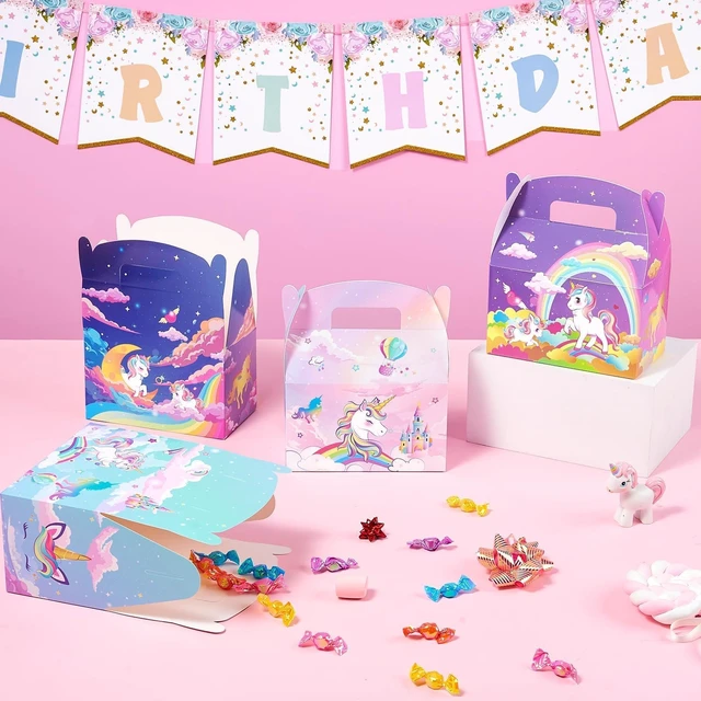 Alt view image 5 of 7 - 12 Pcs Unicorn Party Favor Boxes for Unicorn Birthday Decorations | Unicorn Goodies Gift BoxesPastel Rainbow Theme Candy Bags for Kids Girls BirthdaySturdy and Easy to Assemble