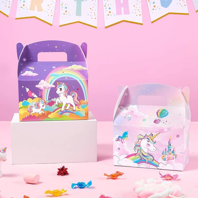 Alt view image 7 of 7 - 12 Pcs Unicorn Party Favor Boxes for Unicorn Birthday Decorations | Unicorn Goodies Gift BoxesPastel Rainbow Theme Candy Bags for Kids Girls BirthdaySturdy and Easy to Assemble