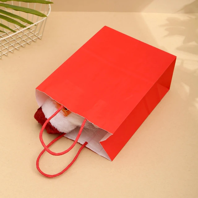 Alt view image 3 of 7 - Small Plain Kraft Paper Gift Bags with Handles - Red, 24pcs for Birthday, Wedding, Grocery, Retail, Business, Goody, Craft Bags