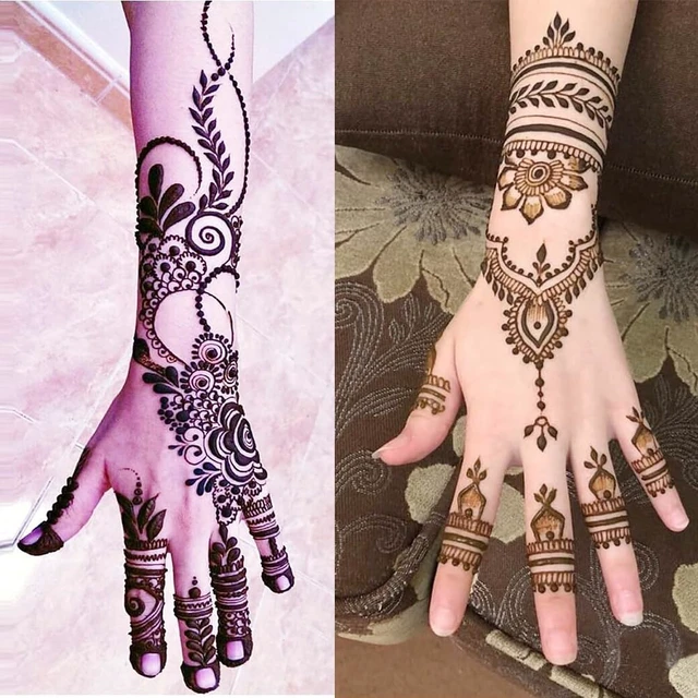 Alt view image 4 of 6 - Temporary Tattoo Stencil Kit, 10 Sheets Henna Tattoo Templates for Hand | Large Forearm Indian Glitter Airbrush Tattoos Stickers, Girls Woman DIY Body Art Tattoos